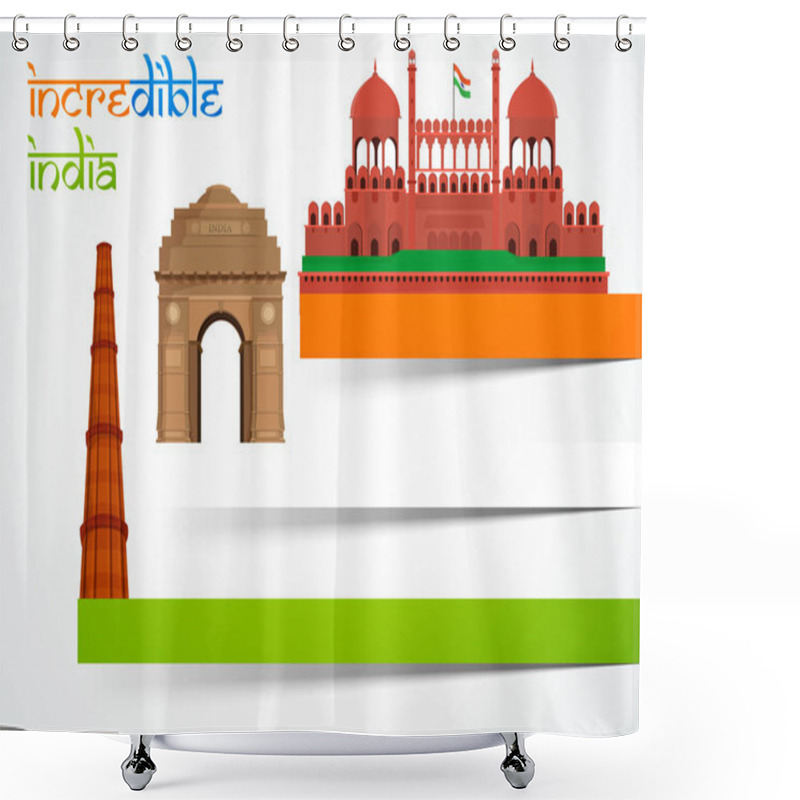 Personality  Incredible India, Indian Monuments With Blank Banners. Shower Curtains