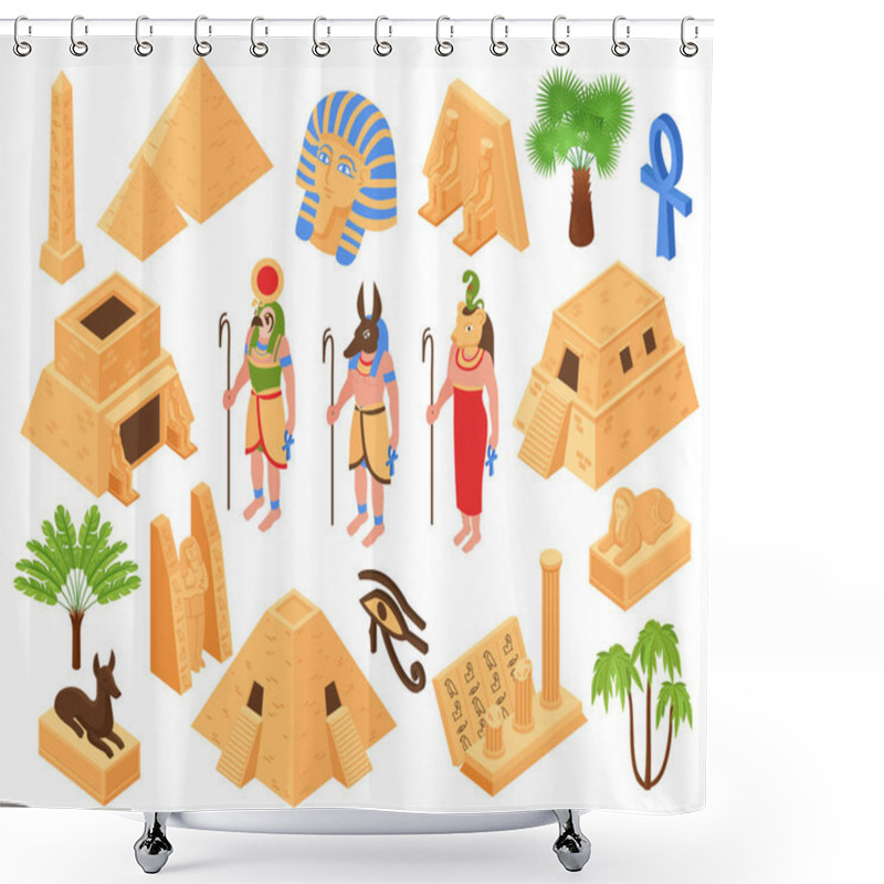 Personality  Egypt Isometric Set Shower Curtains