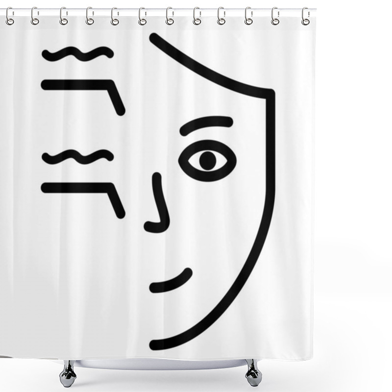 Personality  Biometric Face Recognition Icon, Outline Style Shower Curtains