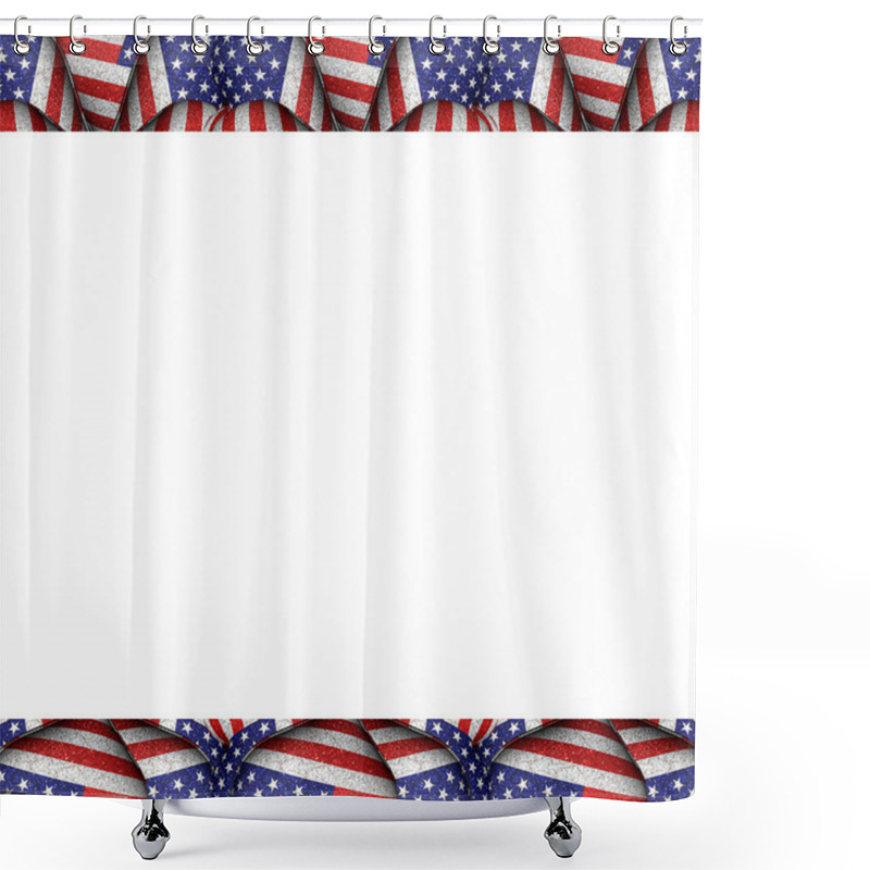 Personality  White Background With Usa Flag Pattern Borders Shower Curtains