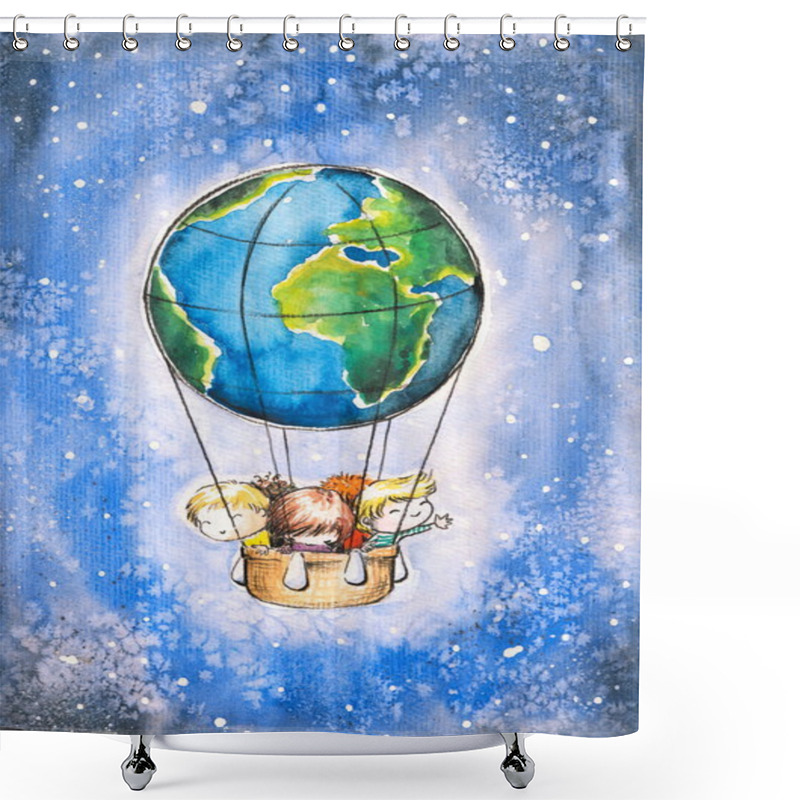 Personality  Children In Balloon Shower Curtains