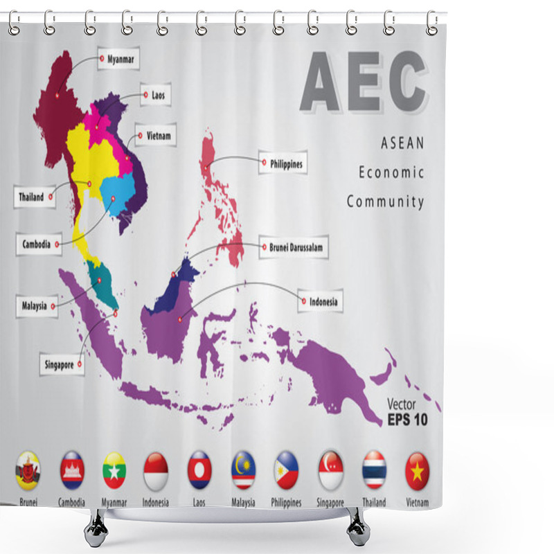 Personality  ASEAN Economic Community, AEC, Concept Shower Curtains