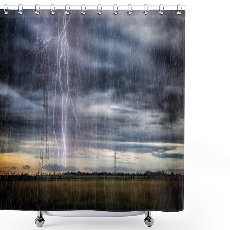 Personality  Storm With Lightnings Shower Curtains