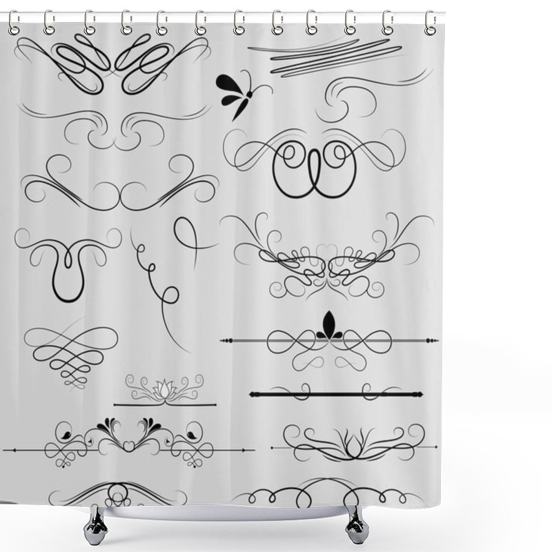 Personality  Decor Curly Floral Lines Shower Curtains