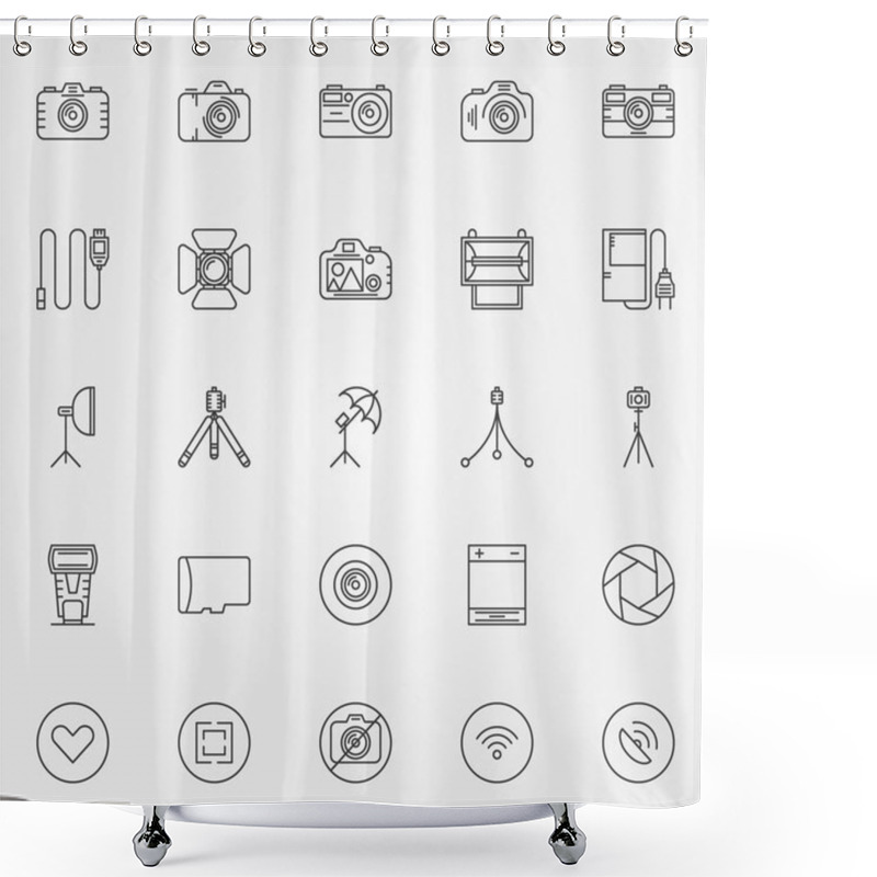 Personality  Photography Icons Set Shower Curtains