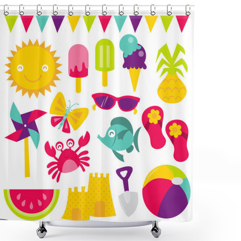 Personality  Retro Summer Time Fun Shower Curtains