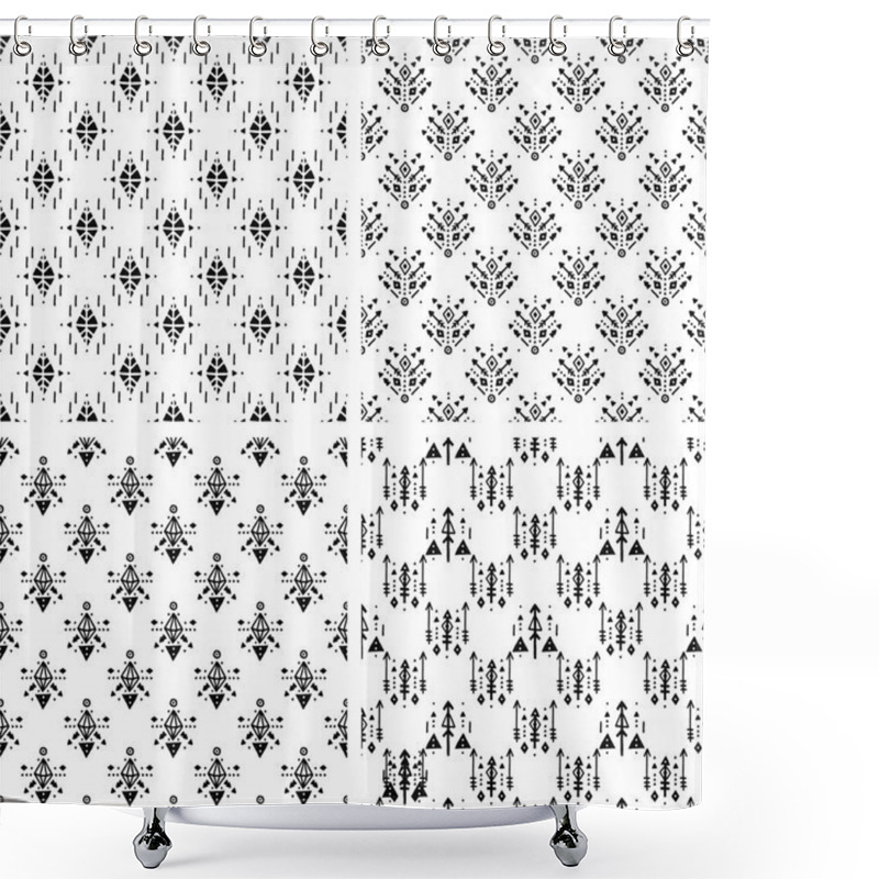 Personality  Hand Drawn Tribal Background Shower Curtains