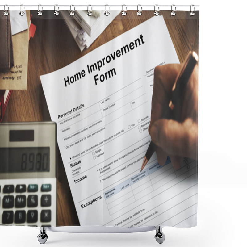 Personality  Piece Of Paper With Home Improvement Form Shower Curtains