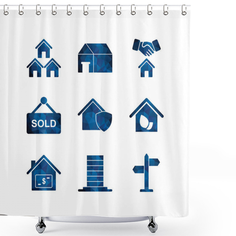 Personality  9 Set Of Real Estate Icons Isolated On White Background... Shower Curtains