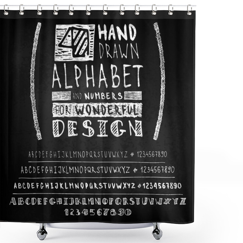 Personality  Hand Drawn Four Fonts On Blackboard Shower Curtains