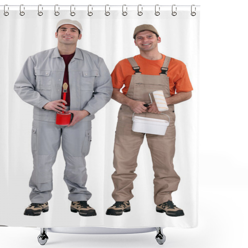 Personality  A Team Of Painters Standing Side-by-side Shower Curtains