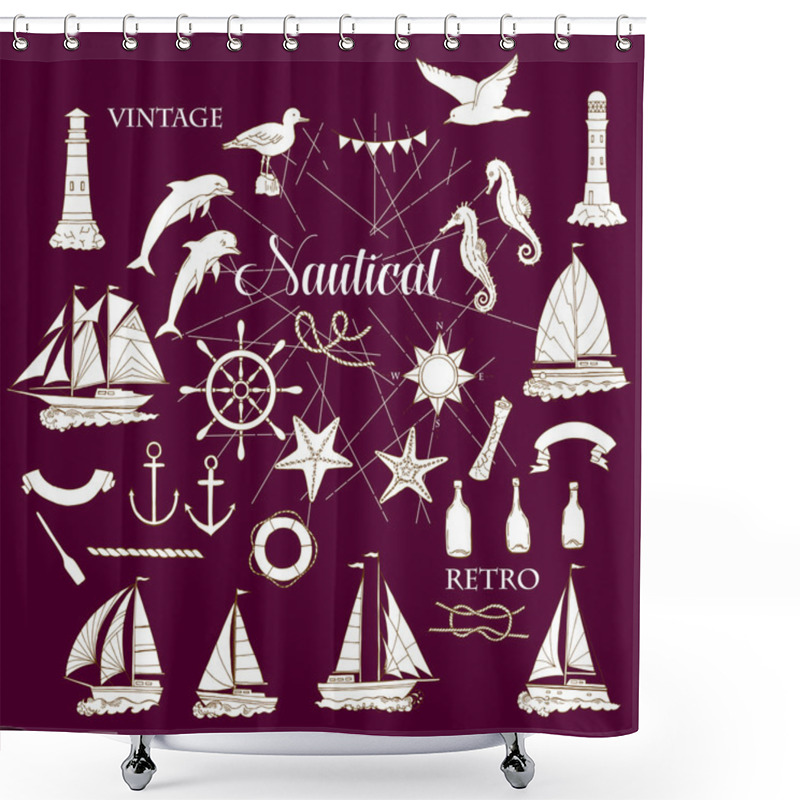 Personality  Nautical Set With Ships Shower Curtains