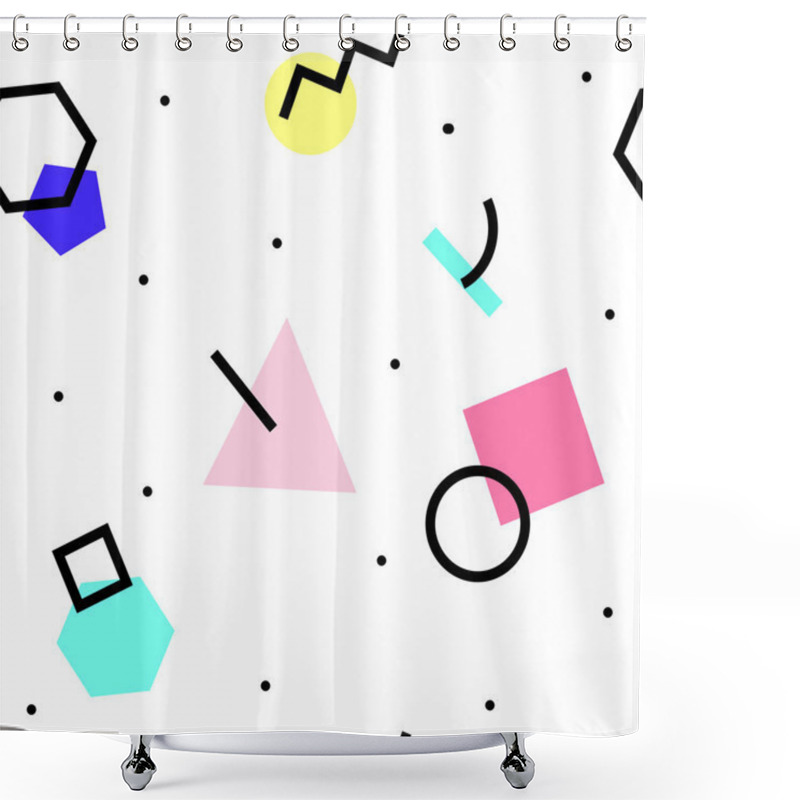 Personality  Vector Seamless Geometric Pattern. Memphis Style. Abstract 80s. Shower Curtains