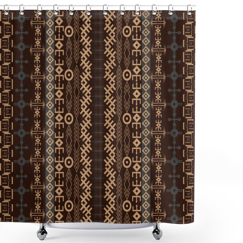 Personality  Background With Traditional African Design In Brown Tones Shower Curtains