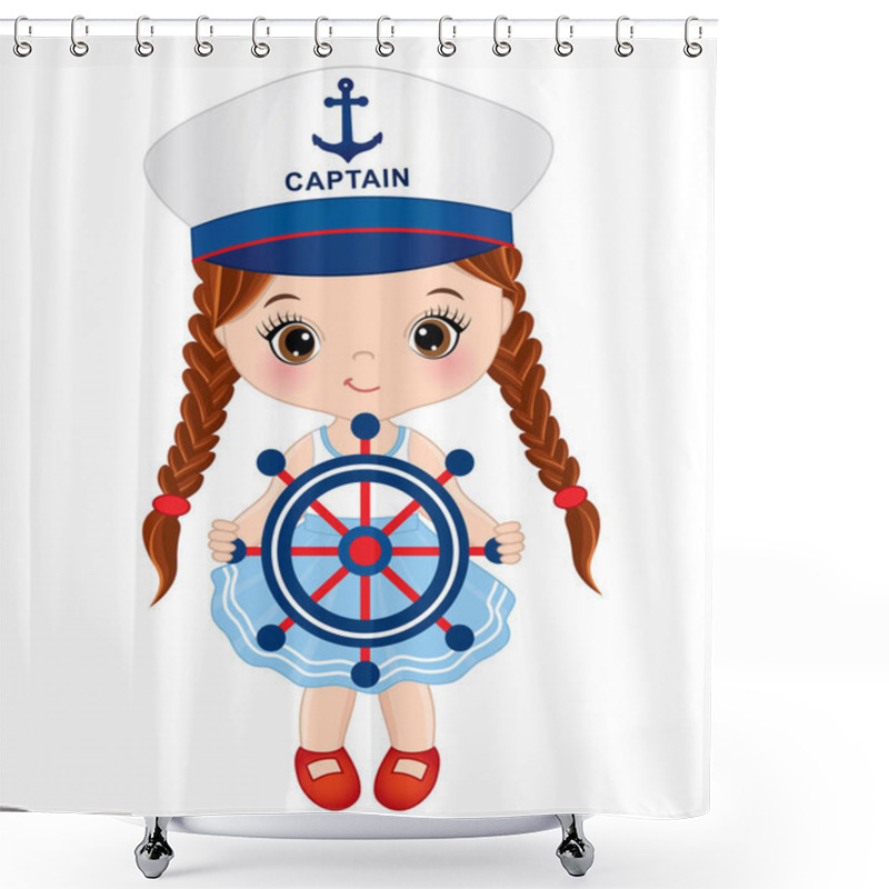 Personality  Cute Little Girl Wearing Nautical Dress  Shower Curtains