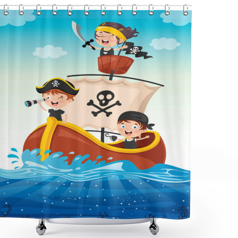 Personality  Cute Little Pirate Children Posing Shower Curtains