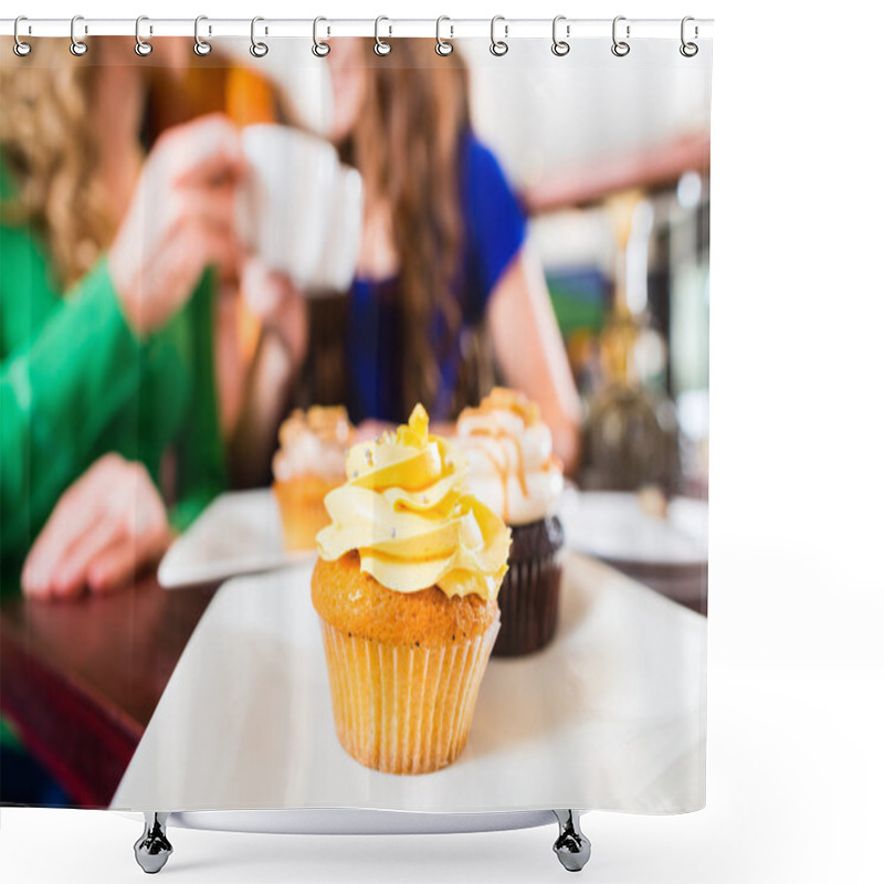 Personality  Women Eating Muffins While Coffee Drinking Shower Curtains