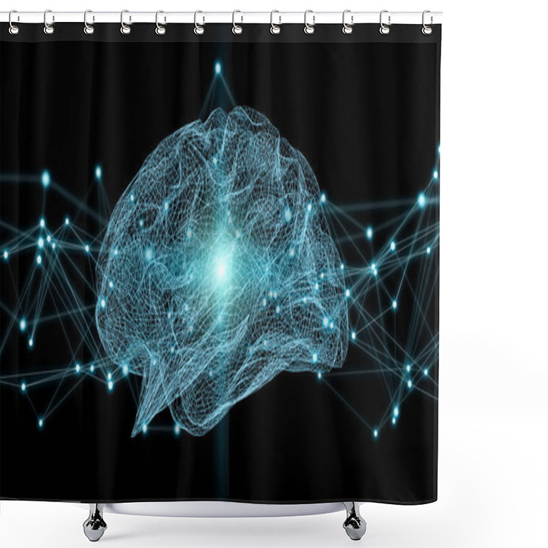 Personality  Human Brain Digital X-ray 3D Rendering Shower Curtains