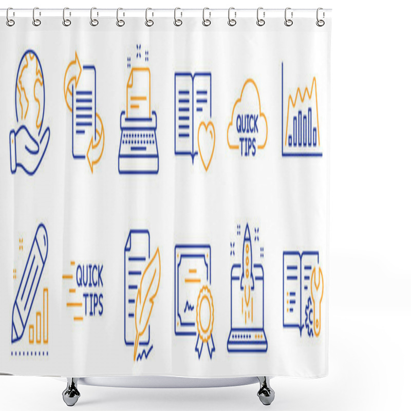 Personality  Set Of Education Icons, Such As Quick Tips, Education. Certificate, Save Planet. Edit Statistics, Love Book, Engineering Documentation. Infographic Graph, Marketing, Typewriter. Vector Shower Curtains