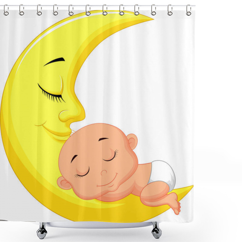 Personality  Cute Baby Sleeping Shower Curtains