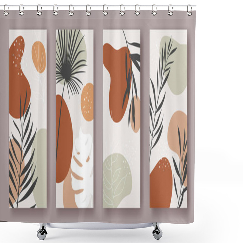 Personality  Set Of Vector Vertical Banners With Abstract Ornament And Leaves Shower Curtains