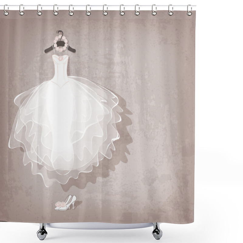 Personality  Wedding Dress On Grungy Background Shower Curtains