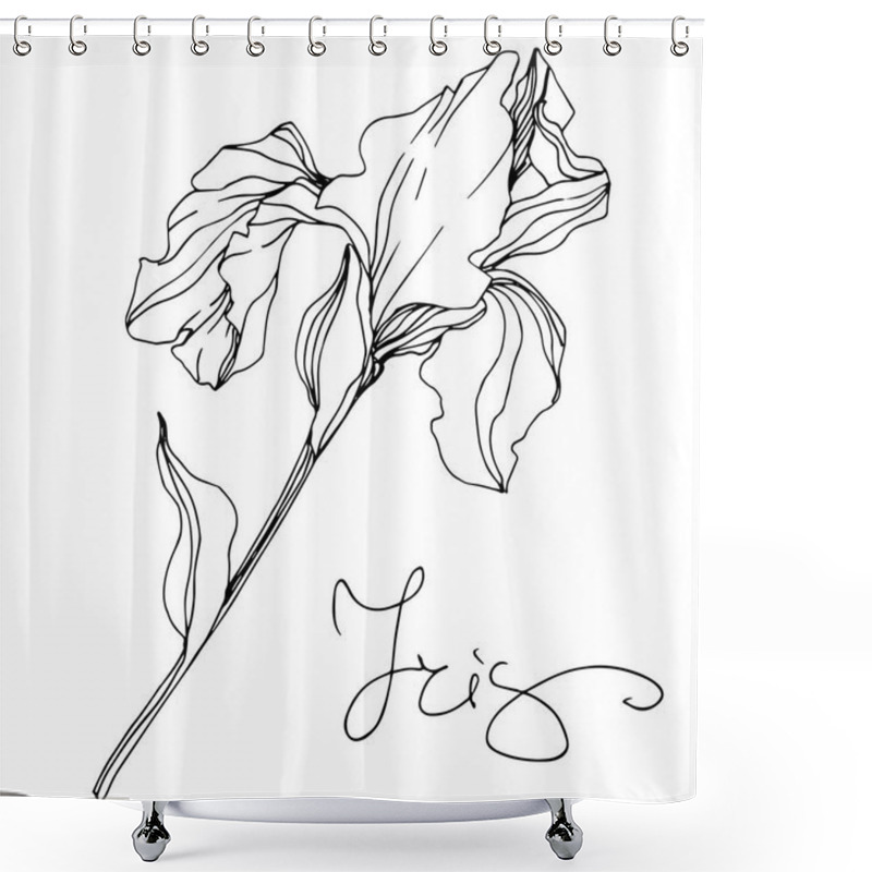 Personality  Vector Monochrome Isolated Iris Flower Illustration On White Background Shower Curtains