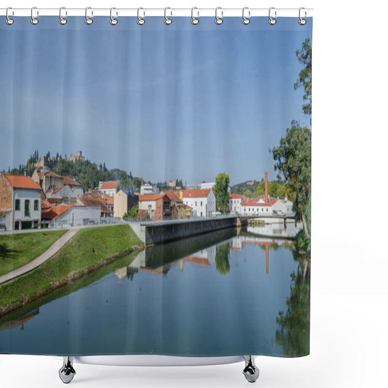 Personality  View Of The City Of Tomar From The Bank Of The Nabao River. Portugal. Shower Curtains