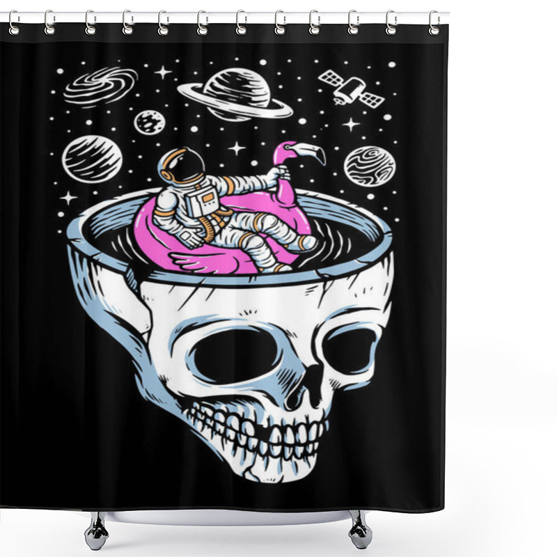 Personality  Relax In Space Vector Illustration Shower Curtains