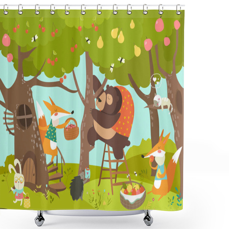 Personality  Cute Animals Harvesting Shower Curtains