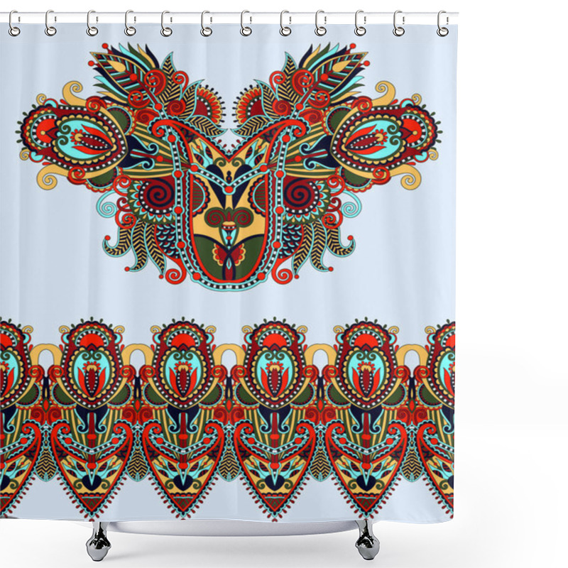 Personality  Neckline Ornate Floral Paisley Embroidery Fashion Design, Ukrain Shower Curtains