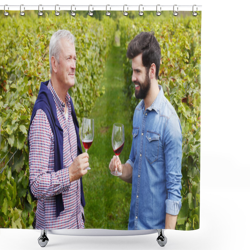 Personality  Winemakers Consulting On  Vineyard. Shower Curtains