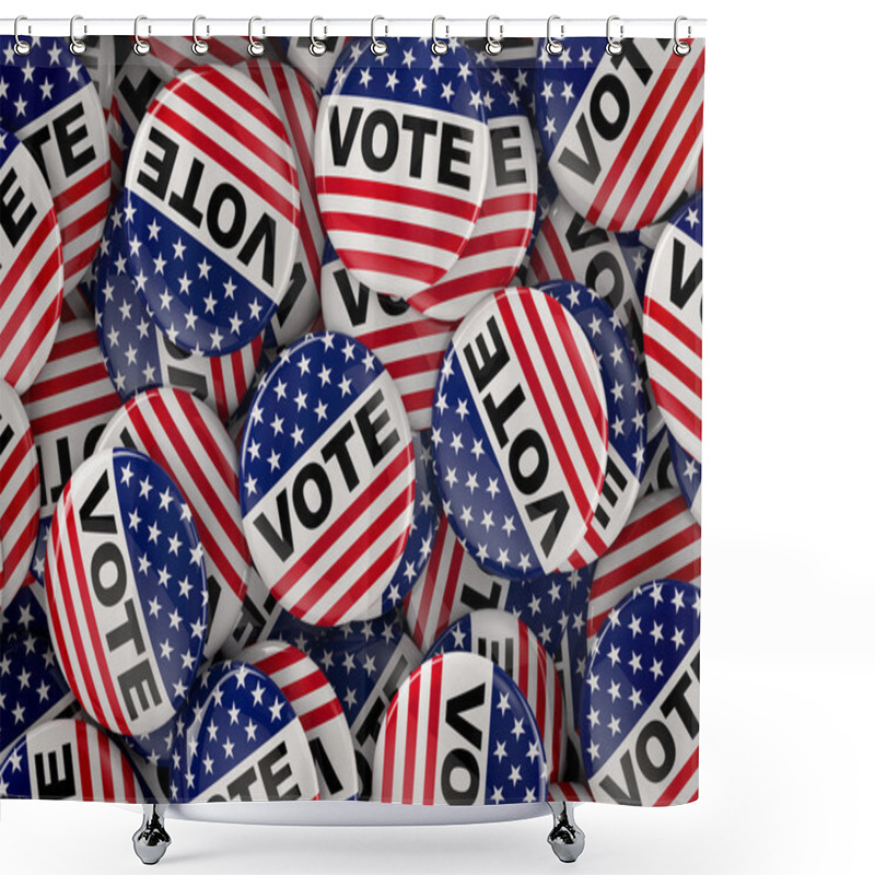 Personality  Box Full Of Vote Buttons Shower Curtains