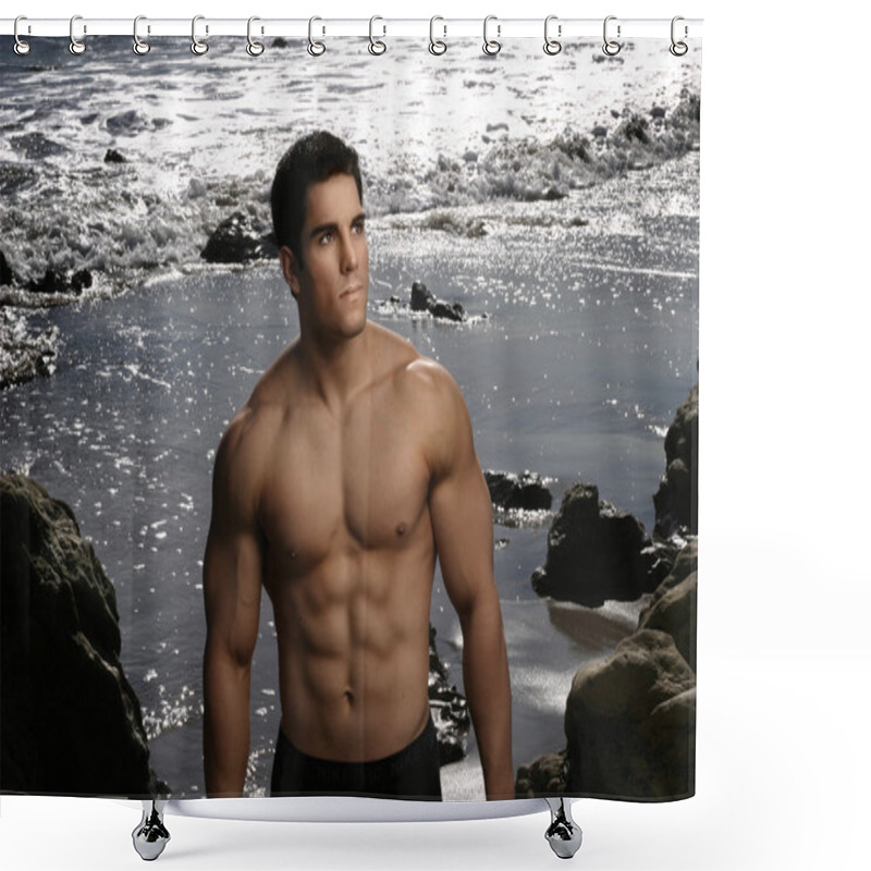 Personality  Hot Built Guy Shower Curtains