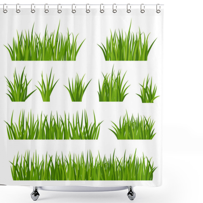 Personality  Bunches Of Green Grass On Meadow Or Lawn. Shower Curtains