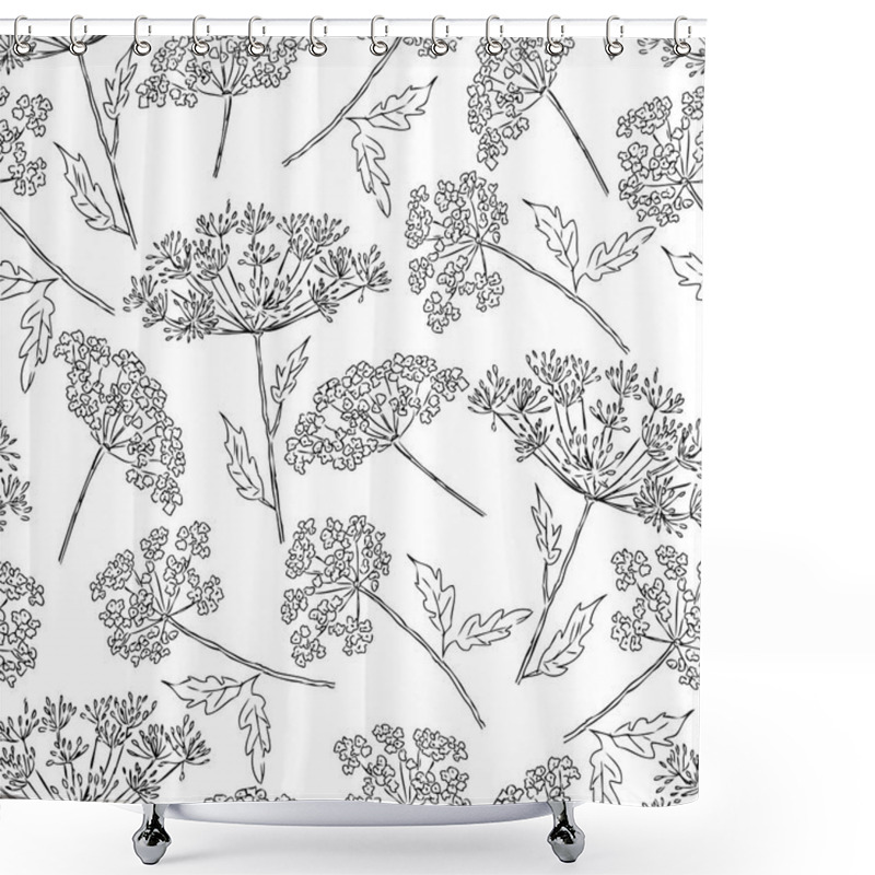 Personality  Seamless Background Of The Umbellate Flower Shower Curtains