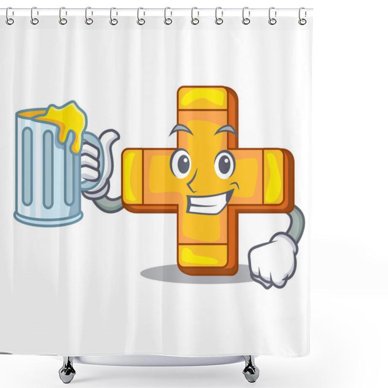 Personality  With Juice Retro Plus Sign Addition Symbol Cartoon Shower Curtains