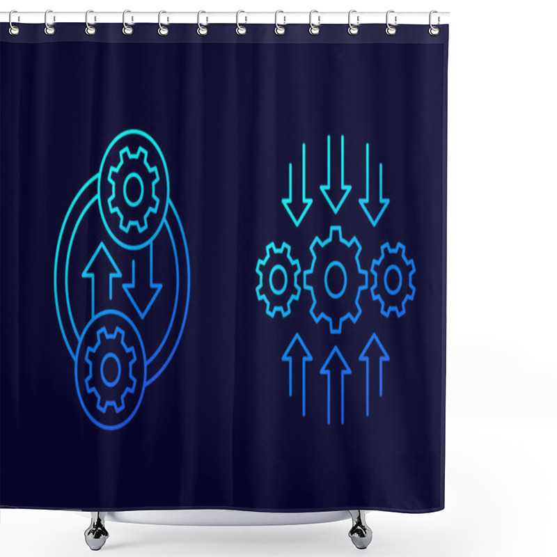 Personality  Integration Or Optimization Line Icons, Vector Art Shower Curtains