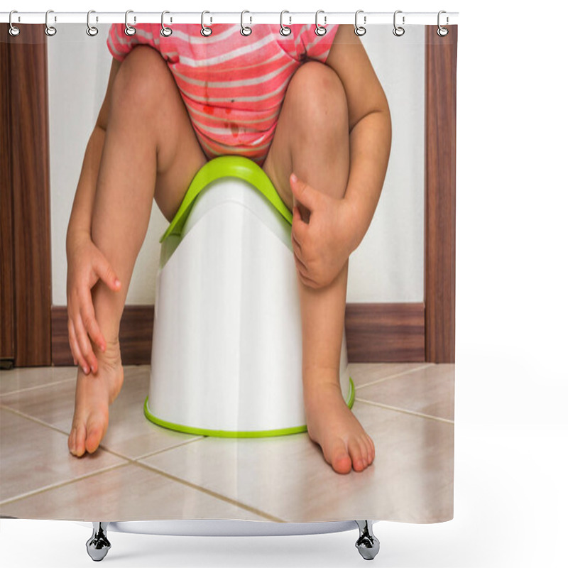 Personality  Child Is Sitting On Baby Potty - Toilet Training Concept Shower Curtains