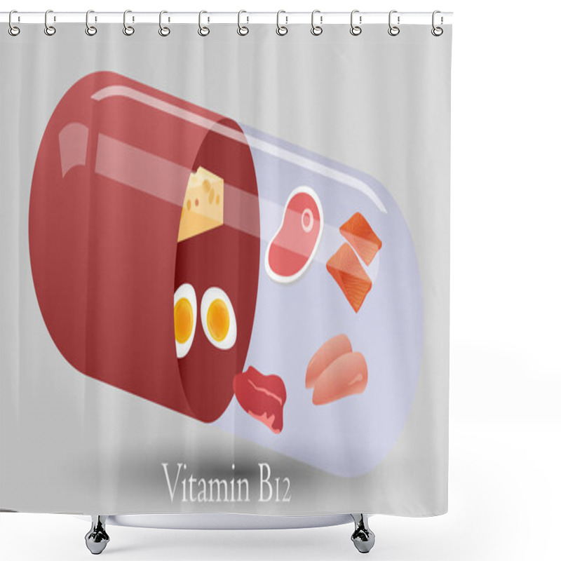 Personality  Vitamin Pill Vector Design. Vitamin B12 Vector Illustration Shower Curtains