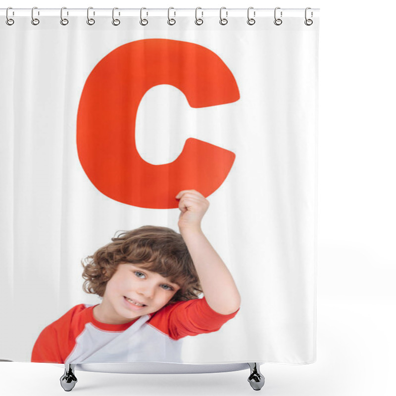 Personality  Kid Holding Alphabet Letter Shower Curtains