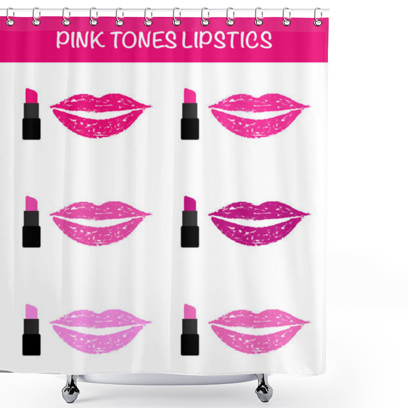 Personality  Pink Tones Lipsticks, Lipstick On Lips, Lipsticks Vector Shower Curtains