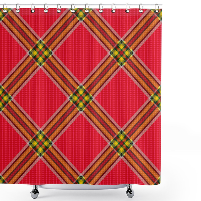 Personality  Checkered Diagonal Tartan Fabric Seamless Pattern Shower Curtains