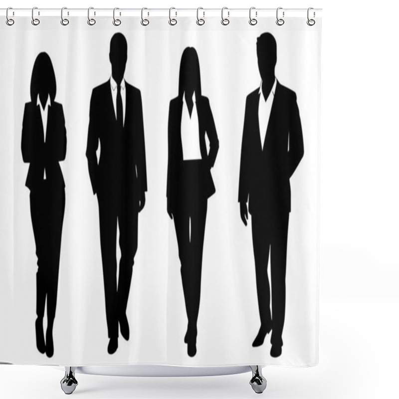 Personality  Business Team Silhouette. Businessmen And Businesswomen Business Group. Vector Illustration Shower Curtains