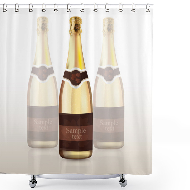 Personality  Bottle Of Champagne. Vector Illustration. Shower Curtains