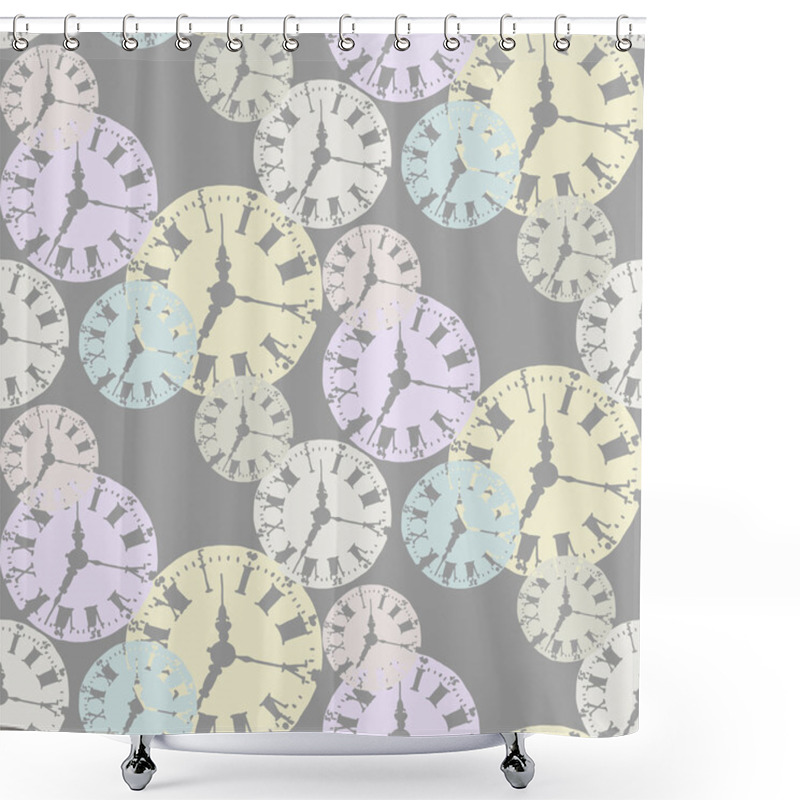 Personality  Seamless Watch Pattern Shower Curtains