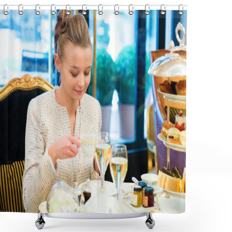 Personality  Young Beautiful Lady At High Tea Ceremony Shower Curtains