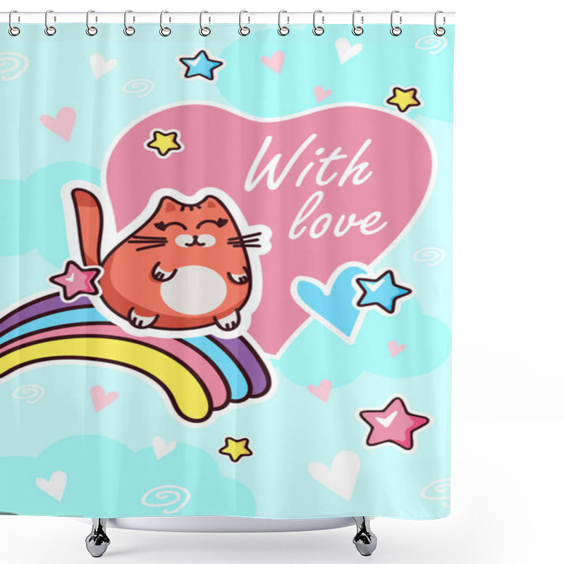 Personality  With Love Kawaii Message Network Social Media Page Shower Curtains