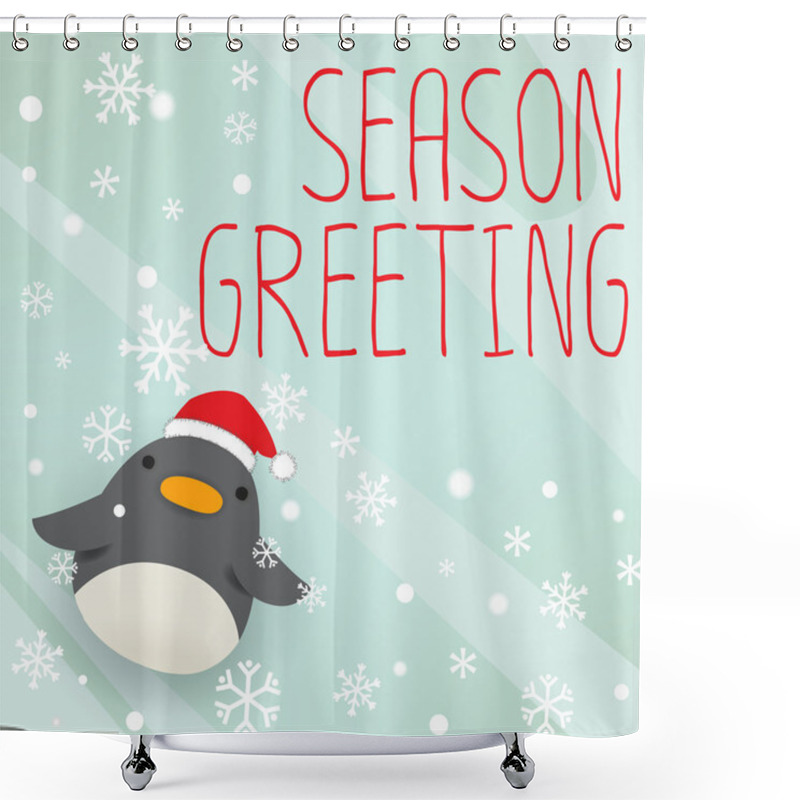 Personality  Penguin - Mery Xmas Greeting Card Shower Curtains