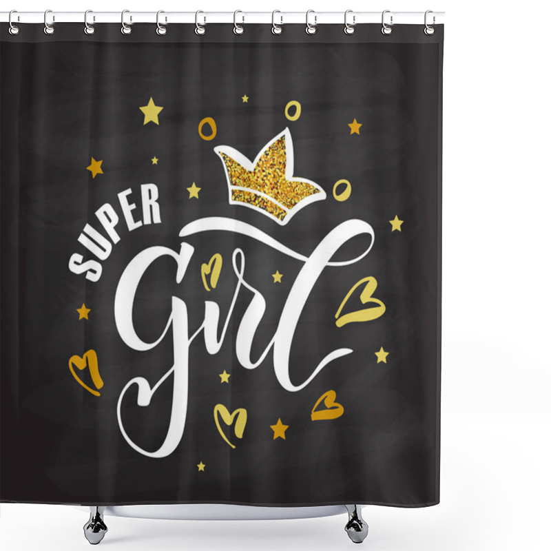 Personality  Super Girl Text Banner Template Shower Curtains